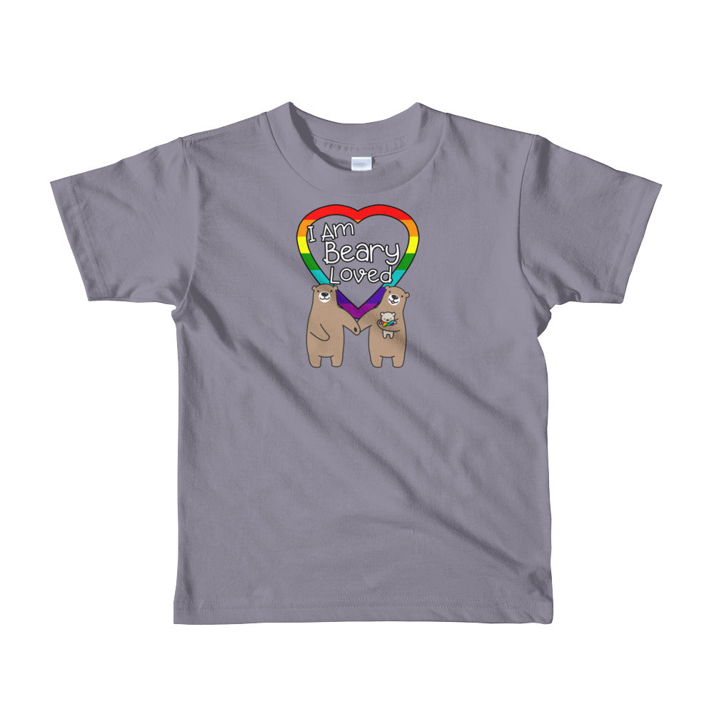 "I am Beary Loved" LGBTQ+ Inclusive Family Short Sleeve Kids T-shirt (Bowtie)