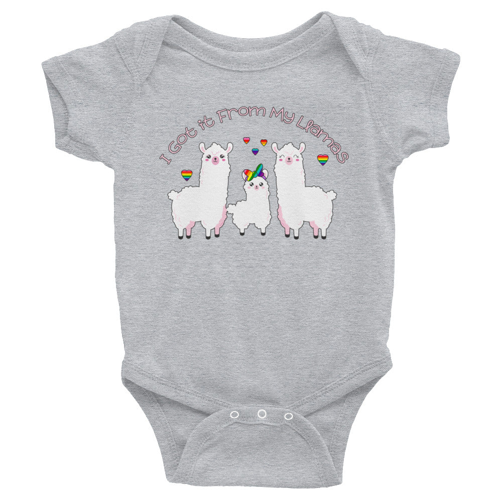 "I Got it From My Llamas" LGBTQ+ Inclusive Family Infant Bodysuit (Hairbow)