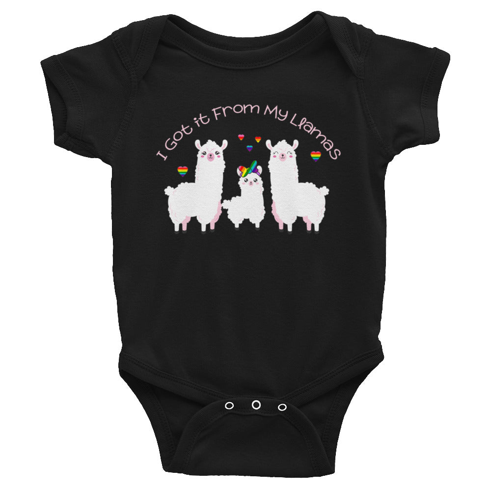 "I Got it From My Llamas" LGBTQ+ Inclusive Family Infant Bodysuit (Hairbow)
