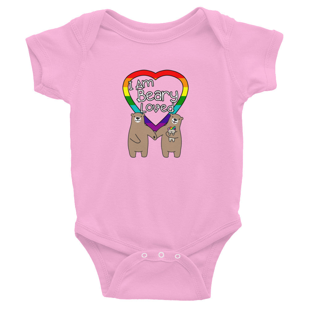 "I Am Beary Loved" LGBTQ+ Inclusive Family Infant Bodysuit (Hairbow)