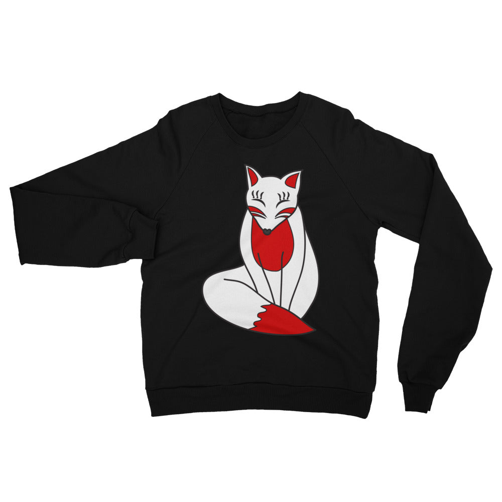 Kitsune Japanese Fox Unisex Fleece Raglan Sweatshirt